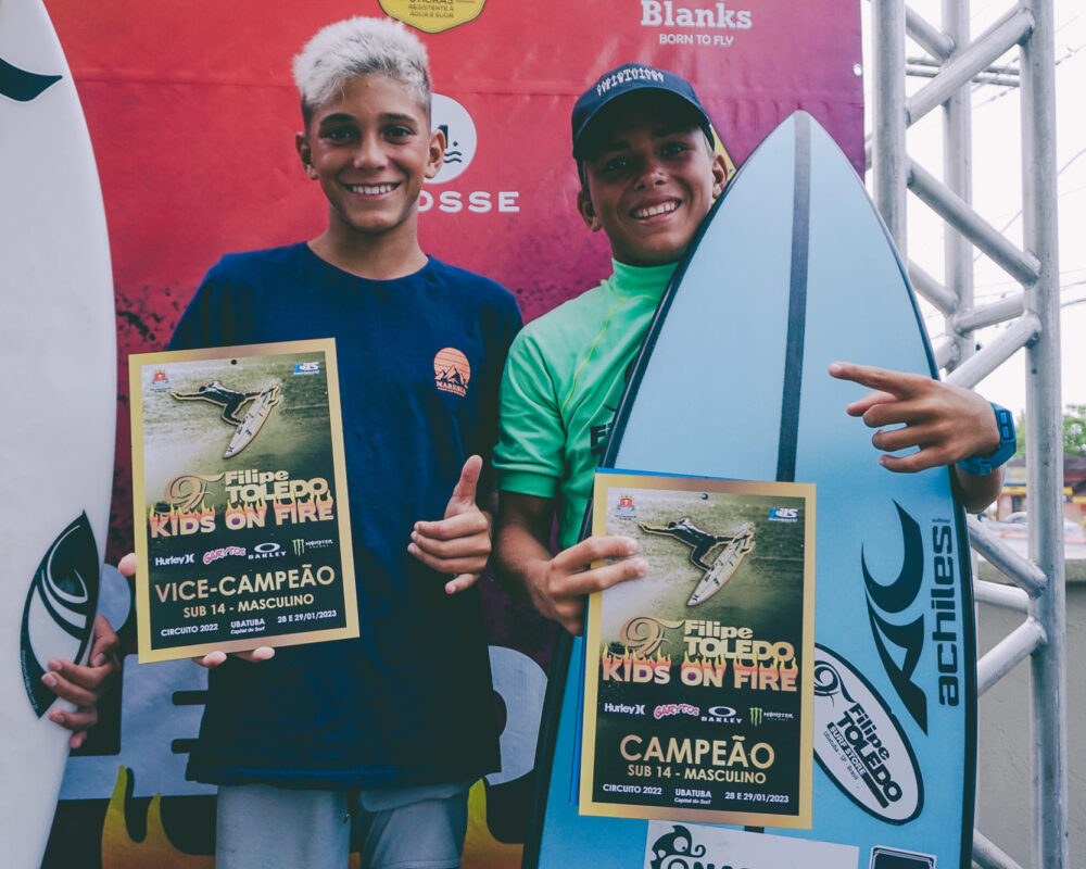 Eduardo Mulford e Pedro Henrique, Circuito FT Kids On Fire 2022, Praia Grande, Ubatuba (SP). Foto: Gabriel Ferreira